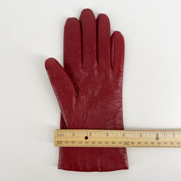 UGG dark red leather gloves cashmere lining - Picture 6 of 7